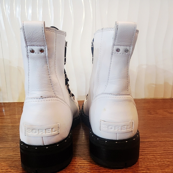 SOREL Lennox Lace Up  Combat Boots Size 11  Waterproof Leather White - Picture 5 of 9